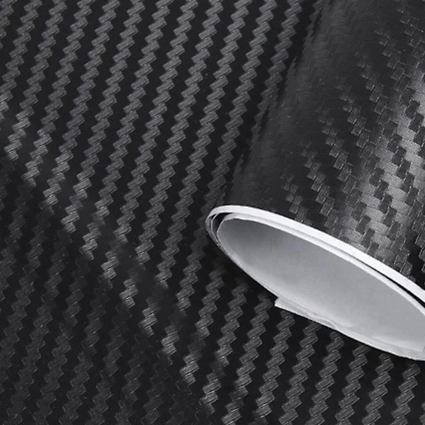 Kolfiber-look Wrap Film 3D Tjockare Bil Externt Dekorativt Skydd Wrap Rulle Dekaler Klistermärke Svart 1.52mx30cm