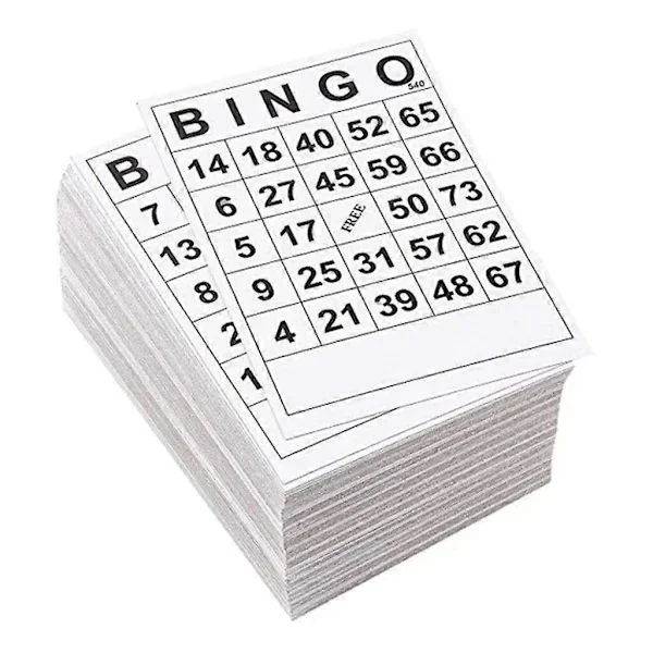 60 stk store bingobrett Lettleste for voksne og barn Bingospillkort Ark 0 til 75 tall 59x71