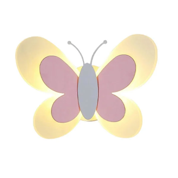Børneværelse Lampe Moderne Sommerfugl Væglamper, Pink Vinge & Hvid