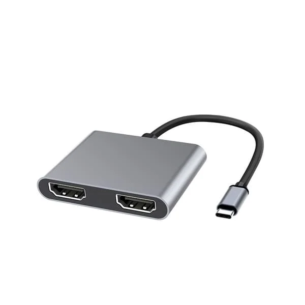 USB-C til Dual HDMI 4k MST-adapter, Bærbar USB C HDMI-hub, Type C til HDMI 4K-konverter, for Macbook Pro, Macbook Air, iPad Pro og mer, Kompatibel