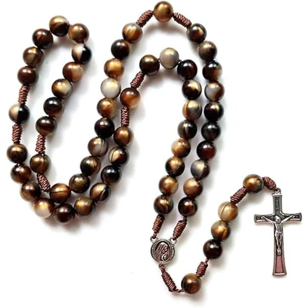 Katolska radband halsband krucifix bönpärlor hängsmycke halsband bön religiöst för kors lång kedja handgjorda smycken korshalsband