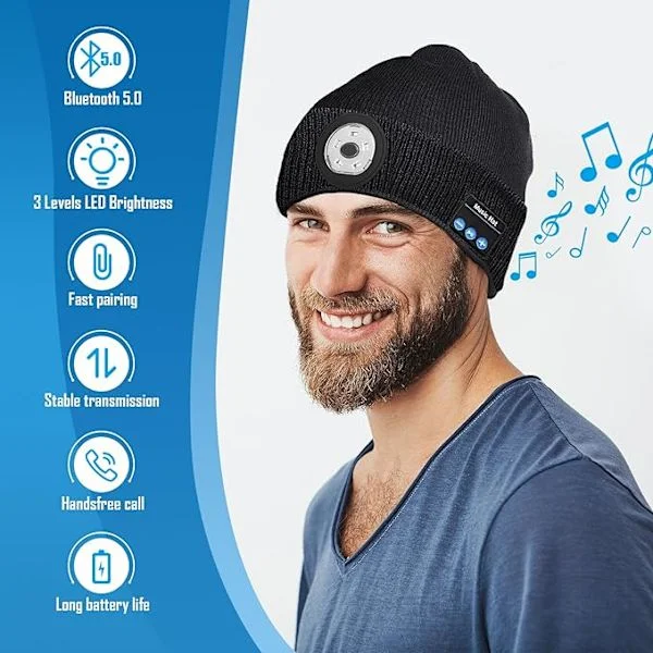 Strømpestopper til ham, julegaver til menn, LED Bluetooth-lue, gaver til menn, pappa, mann, kjæreste, bestefar, kule gadgets til ham