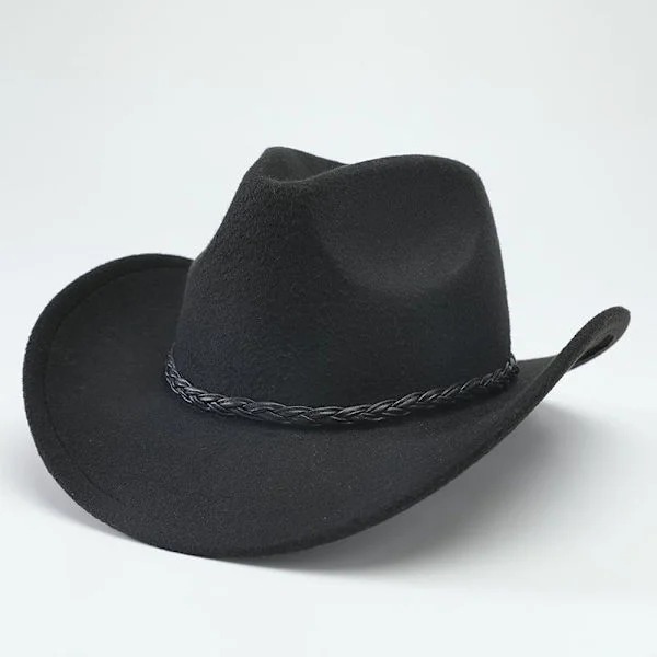 American Western Cowboy Hat Felt Hat for Men and Women Riding Hat Rolled Brim Faux Wool Jazz Hat Cowboy Hat