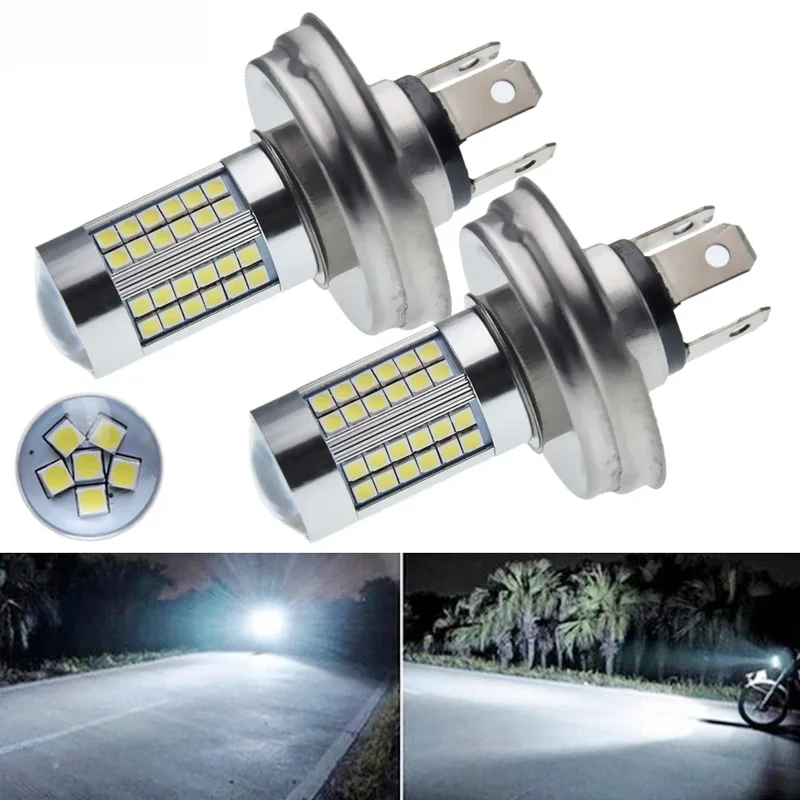 AliExpress - Paire de phares LED pour motos P45T R2 66SMD, faisceau haut/bas pour Scooter, cyclomoteur, blanc 6000K 6V 12V, ampoule avant de moto