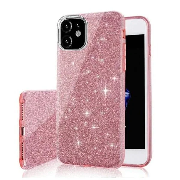 iPhone 12 / iPhone 12 PRO - 3i1 Glitter Elegant Mjukt Fodral Rosa