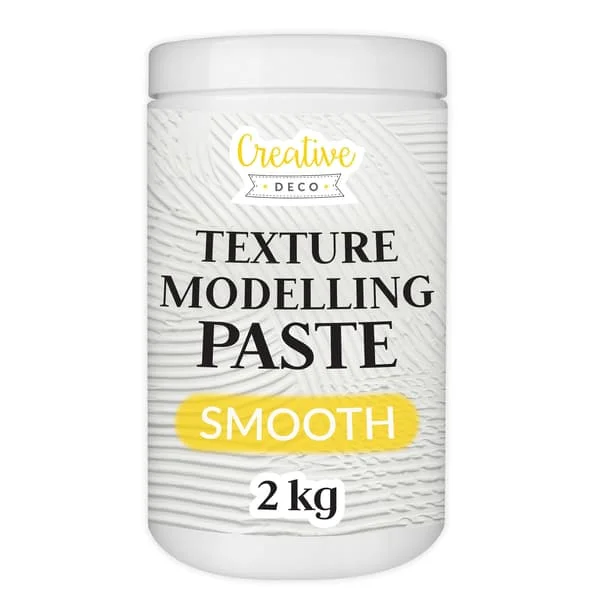 Strukturpasta Glatt 2 kg, Hvit sparkelmasse for akrylmaling, modelleringspasta for DIY, 3D-effekter, teksturer