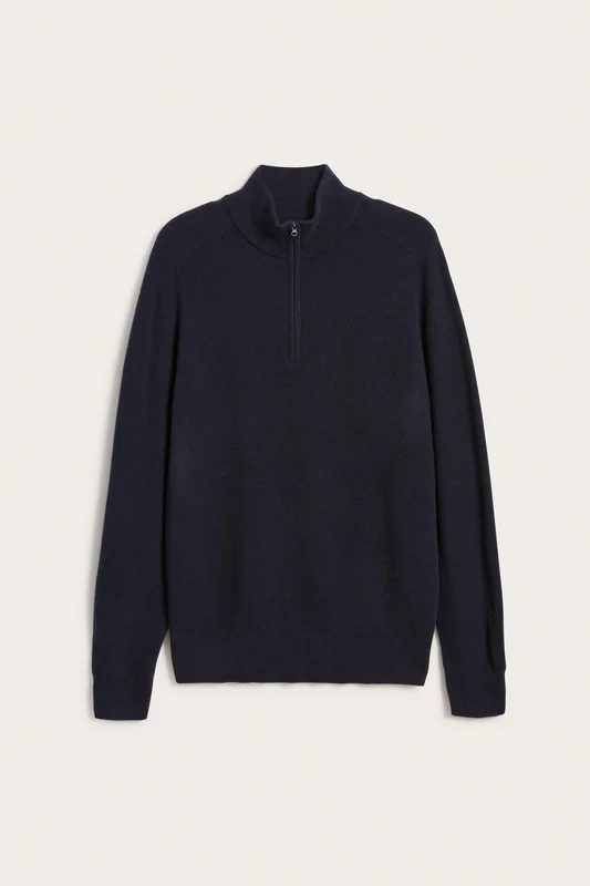 Kappahl | Ulltröja half-zip Mörkblå L | Herr