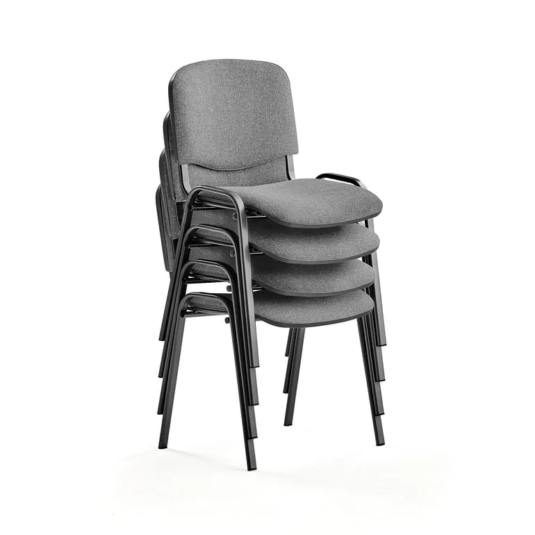 Konferansestol, 4-pk., lys grå/svart