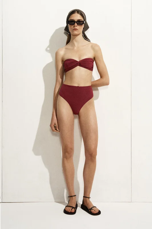 COS Women's Slip Bikini Testurizzati A Vita Alta Bag in Rosso