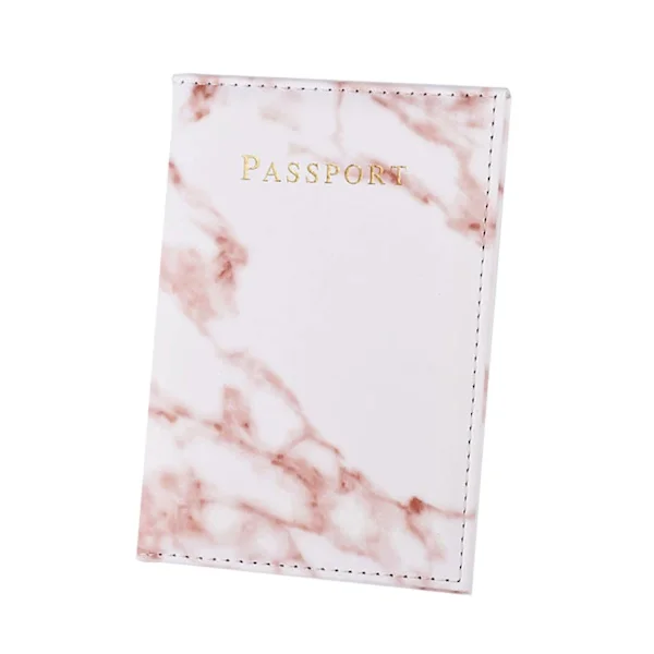 Passport Case Pass Holder Pink Marmor Læder Læder Guld