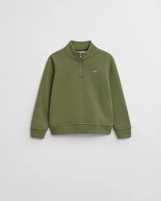 GANT - Kids shield genser med half-zip washed olive