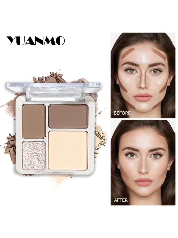 AliExpress - Palette de contour de reflets tridimensionnels pour le visage, quatre couleurs, cosmétiques de contour tridimensionnels éclaircissants et