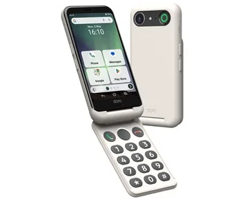 Doro Aurora A21, Bone - Enkel smartphone med vikbar bakgrundsbelyst knappsats