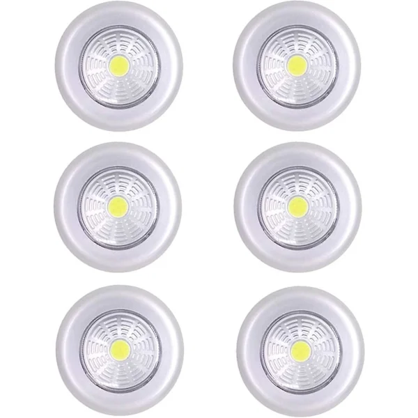 LED-lys med lim, batteridrevet skaplys, LED-lys med lim, batteridrevet skaplys til kjøkken, skap, LED-lys med batteridrift, 6 stk (sølv) Hy
