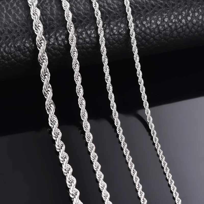 AliExpress - 1 Stück Stahlfarbe Breite 2 mm/2,5 mm/3 mm/4 mm/5 mm/6 mm Seilkette Halskette/Armband für Männer Frauen Edelstahlkette Halskette