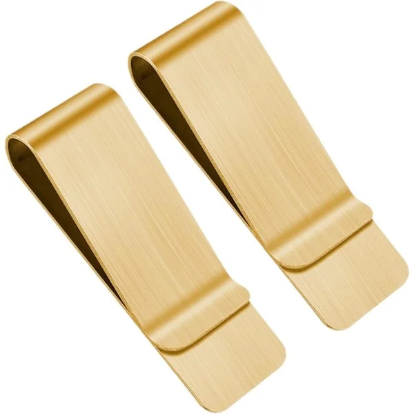 2 Stycken Sedelklämmor Rostfritt Stål Metall Slim Pengaklämma Silver Plånbok Sedelhållare Kreditkortshållare för Män och Kvinnor Guld