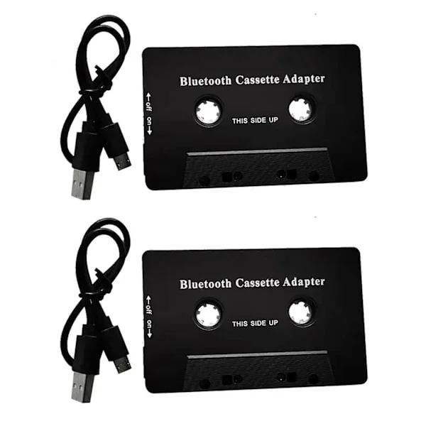 2X Universal Kassett Bluetooth 5.0 Lyd Bilbånd Aux Stereo Adapter med Mikrofon for Telefon MP3 AUX Kabel CD-spiller