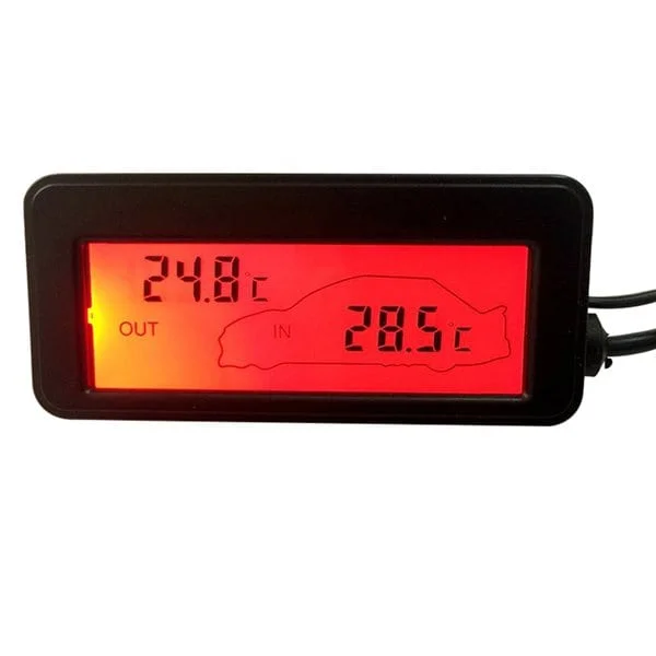 12V biltermometer inne/ute / termometer med LCD til bil / temperaturmåler for sigarettenner