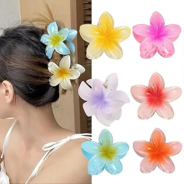 Hårklemmer med blomster Plumeria Hårklemmer 6-pak Store hårklemmer Søde hårklemmer Stort skridsikkert stærkt greb Barrettes