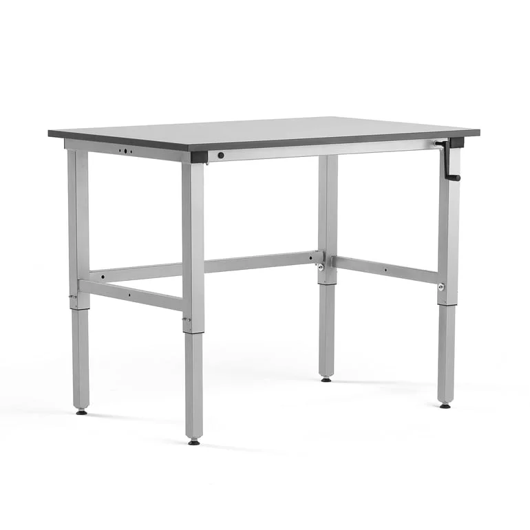 Hæve sænke arbejdsbord MOTION, manuel, 150 kg belastning, 1200x800 mm, grå