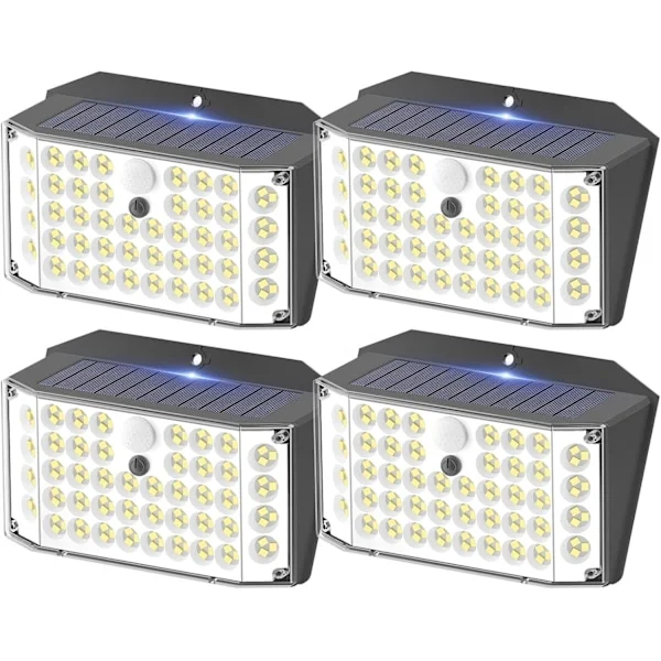 Solcellslampa Utomhus, IP67 Vattentät Solcellslampa Utomhus Rörelsesensor, 3 Lägen Utomhus Solcellslampa, Kallt Vit 132LED Solcellslampa [Energiklass 