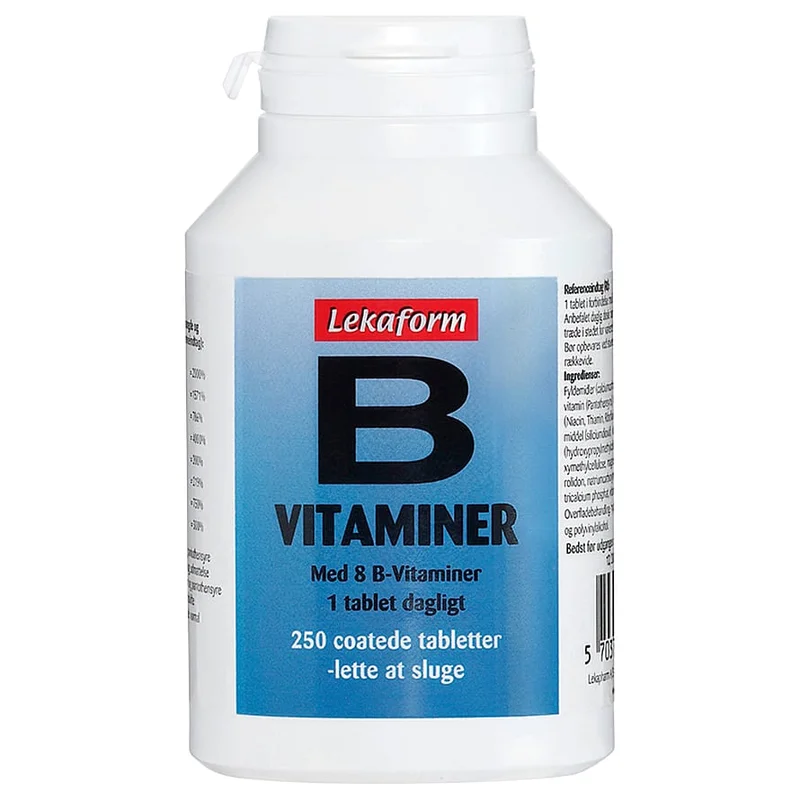 Spar 25% • Køb 2, Lekaform B-Vitaminer 250 tabl., Helse & Madvarer, B-vitamin, Øvrige