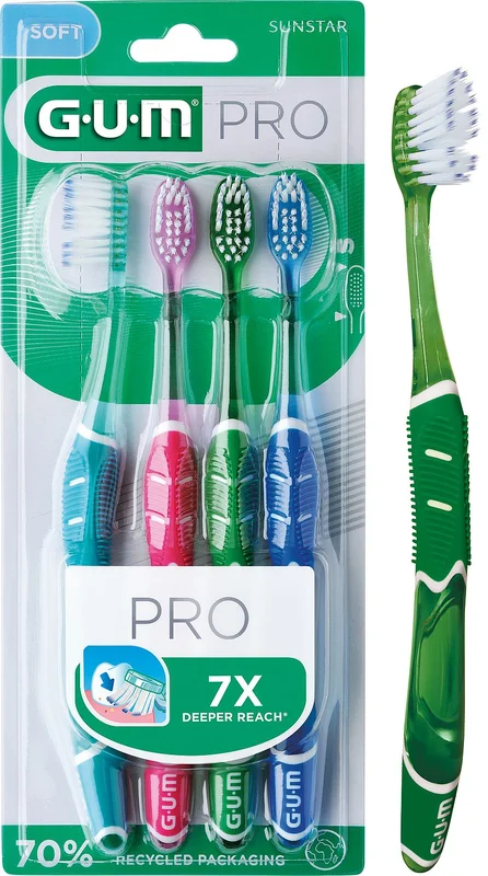 GUM PRO Tandbørster 4 stk, Medicin & Pleje, Tandbørster, Voksentandbørster