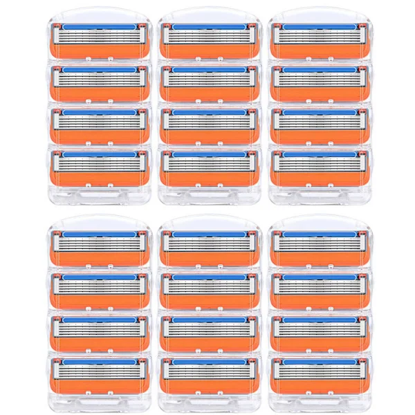 24 st Rakblad Rakbladsrefiller för Fusion 5, Rakblad för Män - Orange Ny Version