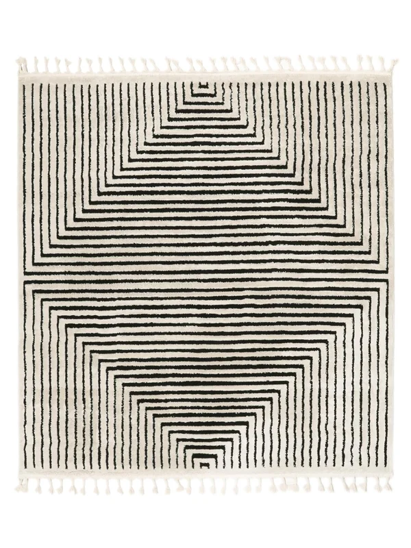 Grande Larache Alfombra - Blanco Crema/Negro 240X240 En Estilo Moderno