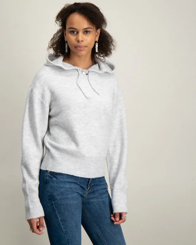 Gina Tricot Young Soft knitted hoodie Grijs Truien Meisjes - Kids Brand Store