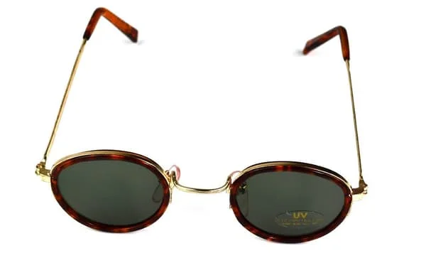 Narrower Round sunglasses Gold, tortoiseshell with black lens