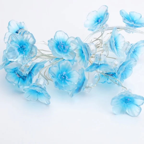 3m Blå Kirsebærblomst LED-lys - 30 LED, 3x AA Batteri, Konstant/Blinkende (Batterier Ikke Inkluderet)