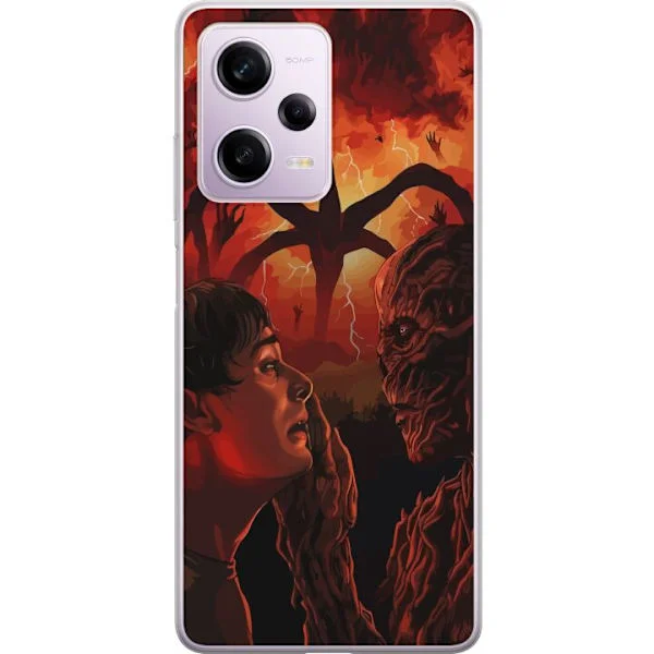 Kompatibelt Mobilskal till Xiaomi Redmi Note 12 Pro Dramatisk fantasylandskap med portalvarelse, blixtar och eldiga röda nyanser för en intensiv atmo