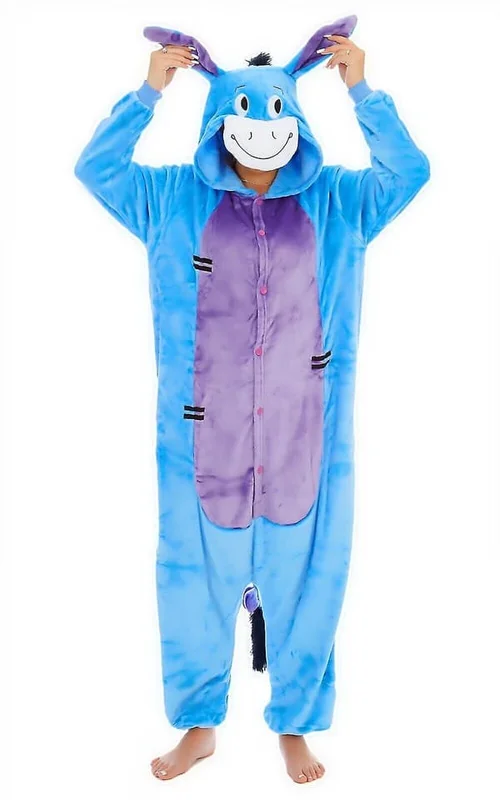 Winnie the Pooh-figurer Unisex Onesie Kostyme Hettegensere Pyjamas en Eeyore Donky Eeyore Esel