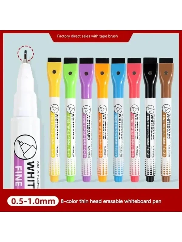 AliExpress - 8 Farben 0,5 mm magnetische, trocken abwischbare Marker, Whiteboard-Markierungsstift, Büro, Schule, Whiteboard, Schreibwaren, extra feine