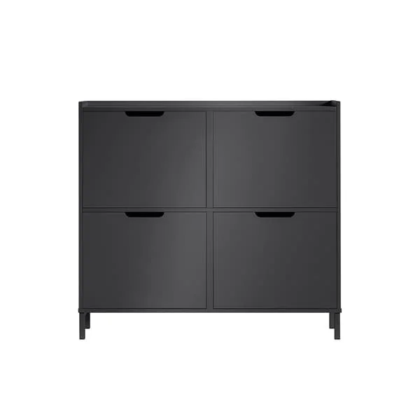 SoBuy musta kenkäkaappi 4 ovea kanssa 19x100x89.99cm, minimalistinen FSR100-SCH
