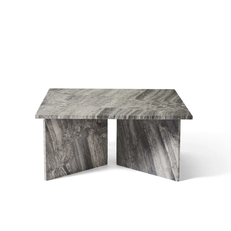 Vega sofabord, river grey marmor | 90x90 - 90x90x42cm - Massivt Marmor Sofabord - Eksklusivt kvadratisk lakeret sofabord med autentisk mønster og 