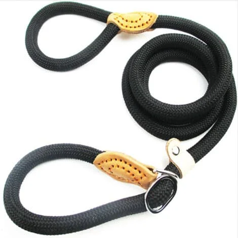 1,5 m Nylon Hundkoppel, Svart Rep Hundkoppel, Hundkoppel Rep, Träningskoppel Hund, Glidkoppel, Lassokoppel för Hund, Ko...