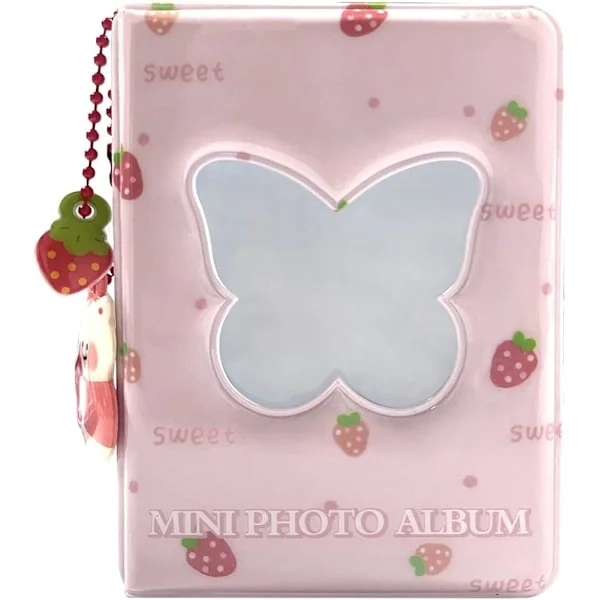 3" Kpop fotokort holder 3" mini fotoalbum sommerfugl kærlighed hjerte hul 40 lommer navnekort bog foto fans album med vedhæng