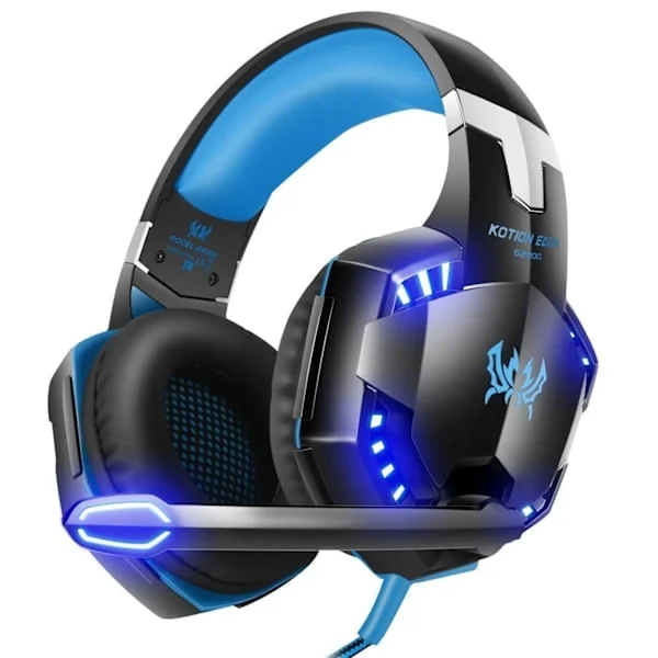 Gaming Headset Over-Ear med Mikrofon, Trådbundna Hörlurar för PC PS4 Xbox Blå