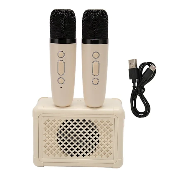 Trådlösa karaokehögtalare Bluetooth 5.0-högtalare med 2 trådlösa mikrofoner Bärbar karaokemaskin för familjefest Ljusgul