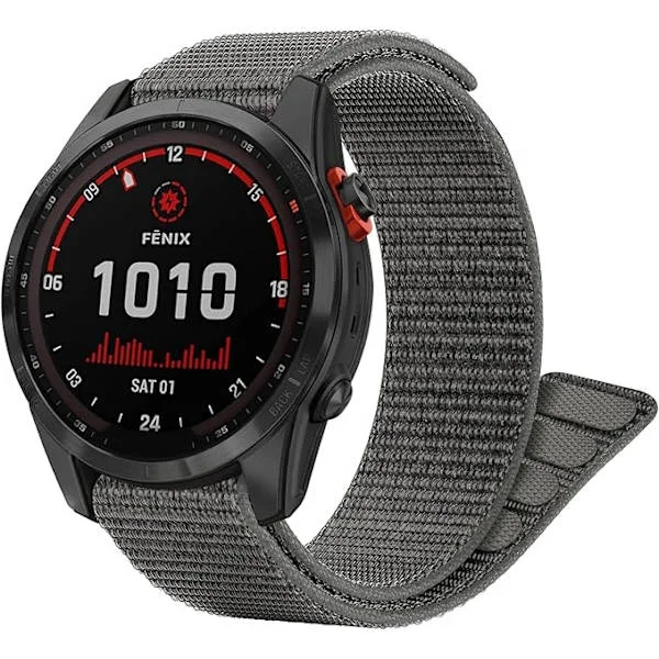 Velcrobånd til Garmin Fenix 7S/ Fenix 6S/Fenix 5S, 20 mm justerbart flettet nylonarmbånd grå