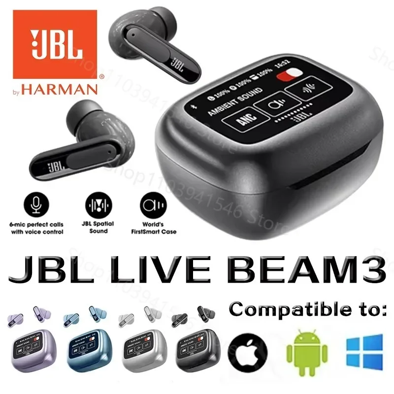 AliExpress - Écouteurs intra-auriculaires sans fil JBL Live Beam 3 avec suppression du bruit, 6 microphones pour une communication parfaite, 