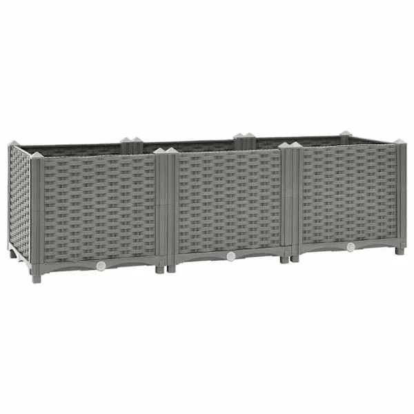 Höjd säng - Rattanutseende - Polypropen - 120 x 40 x 38 cm - Ljusgrå