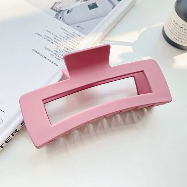 Rosa hårklämmor för kvinnor, stora, 13 cm halkfria tjocka hårklämmor för vuxna, kloformade hårklämmor, rektangulära stora hårklämmor