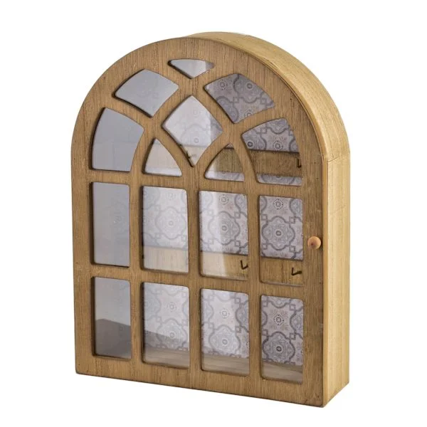 STACY Wooden Key Cabinet with Arch Shape 28x21x6.5 cm, Natural Color