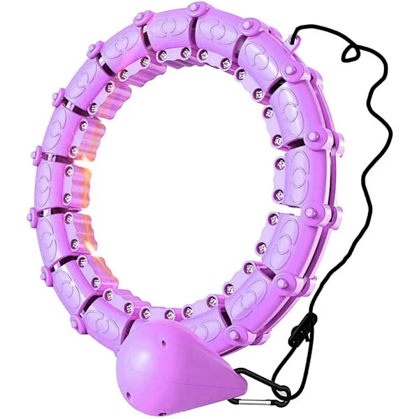 Vægtede Smarte Hula Hoop Ringe, Vægtet Hula Hoop Med Automatisk Rotation Med Glideskinne, Aftagelige Knuder Størrelsesjusterbar Smart Hoola Hoop Lilla