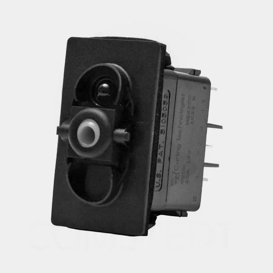 Momentary switch without actuator Carling Technologies, 1-pole, (On)-Off, 12 V DC, 20 A, with illumination, black