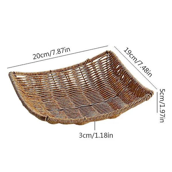 Frugtkage Madtallerken Firkantet Fletkurv Håndvævet Snack Serveringsbakke Simulation Rattan Opbevaringsbakke Brød Madtallerken