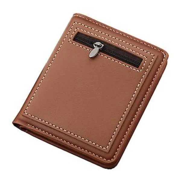 Short PU Leather Wallet for Men with Multiple Card Slots for Business (Brown)